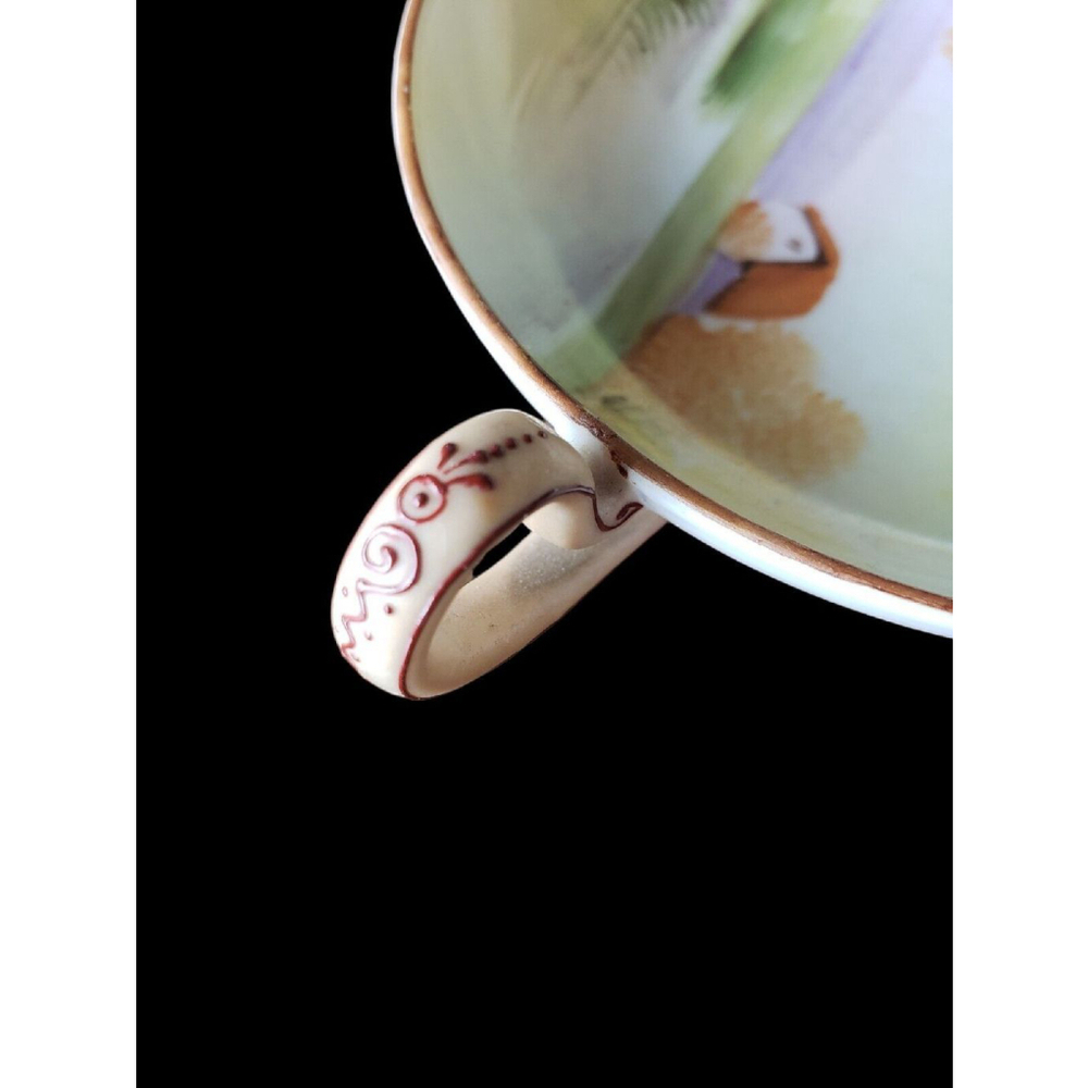 Vintage Hand Painted Noritake Nappy Dish ? Moriage details on handle - Picture 6 of 7